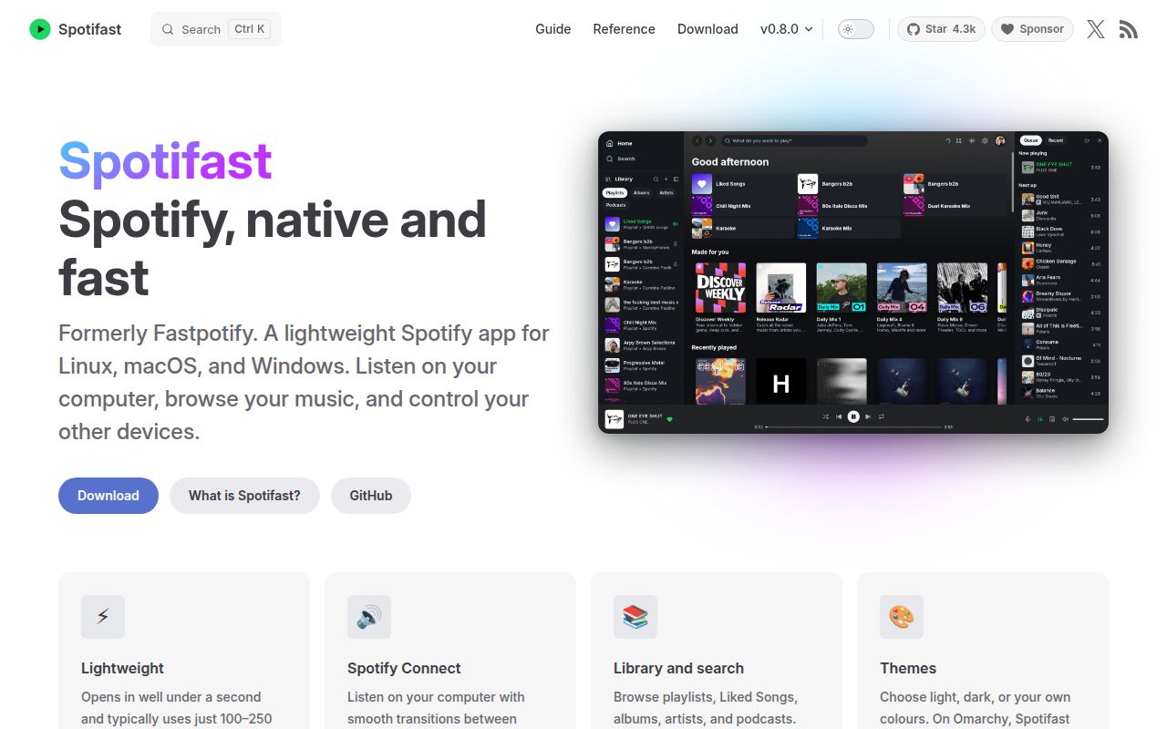 Screenshot of spotifast (spotifast.rocks)