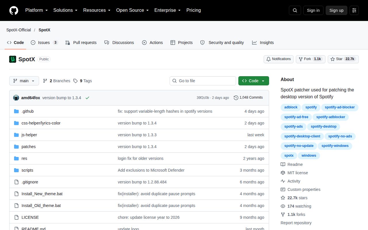 Screenshot of SpotX (github.com/SpotX-Official/SpotX)