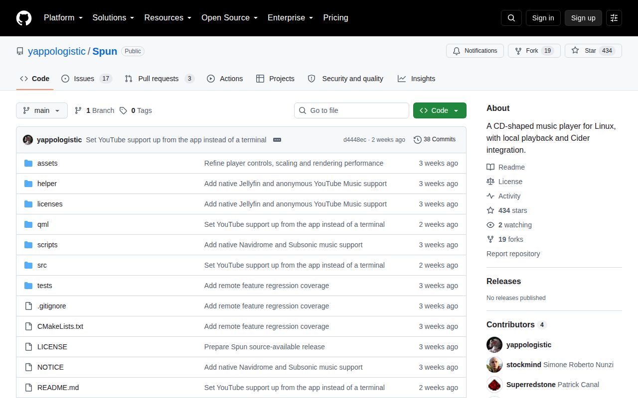 Screenshot of Spun (github.com/yappologistic/Spun)