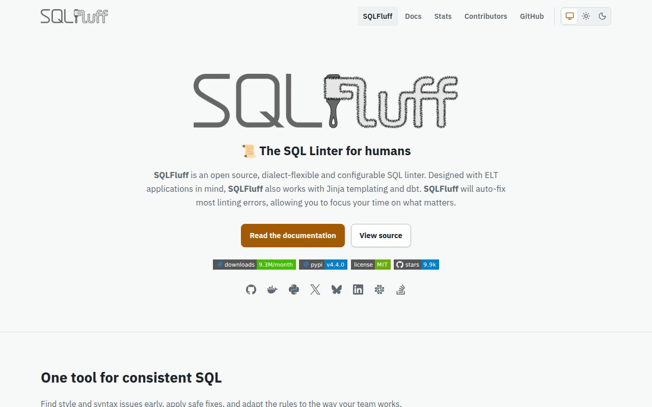 Screenshot of sqlfluff (www.sqlfluff.com)