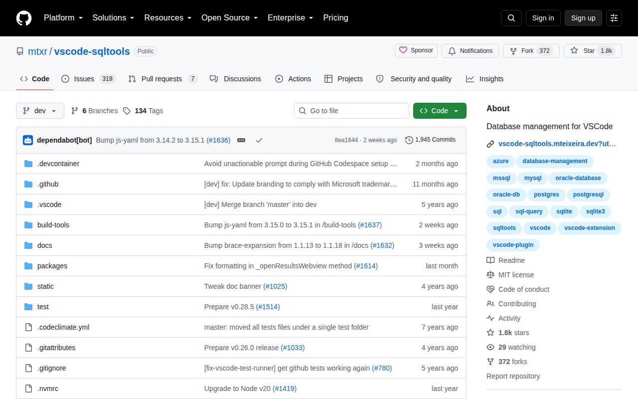 Screenshot of @sqltools/formatter documentation