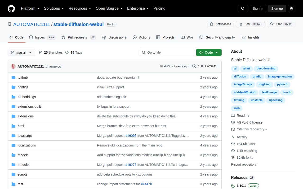 Screenshot of stable-diffusion-webui (github.com/AUTOMATIC1111/stable-diffusion-webui)