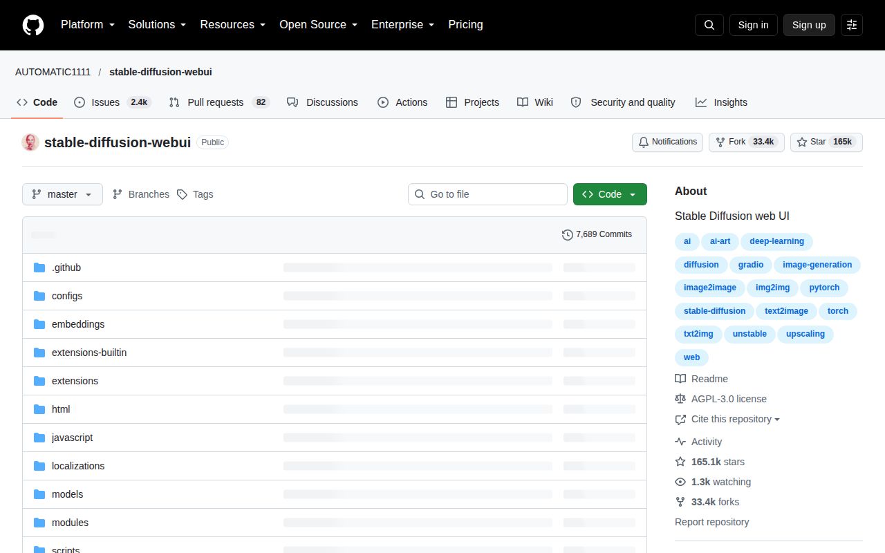 Screenshot of stable-diffusion-webui (github.com/AUTOMATIC1111/stable-diffusion-webui)