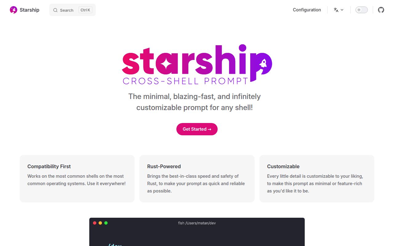 Screenshot of starship (starship.rs)