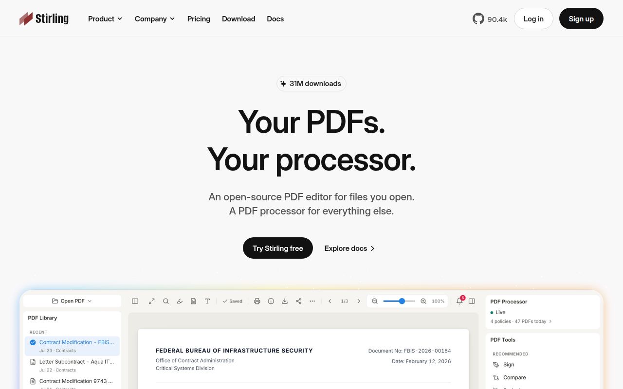 Screenshot of Stirling-PDF (stirling.com)