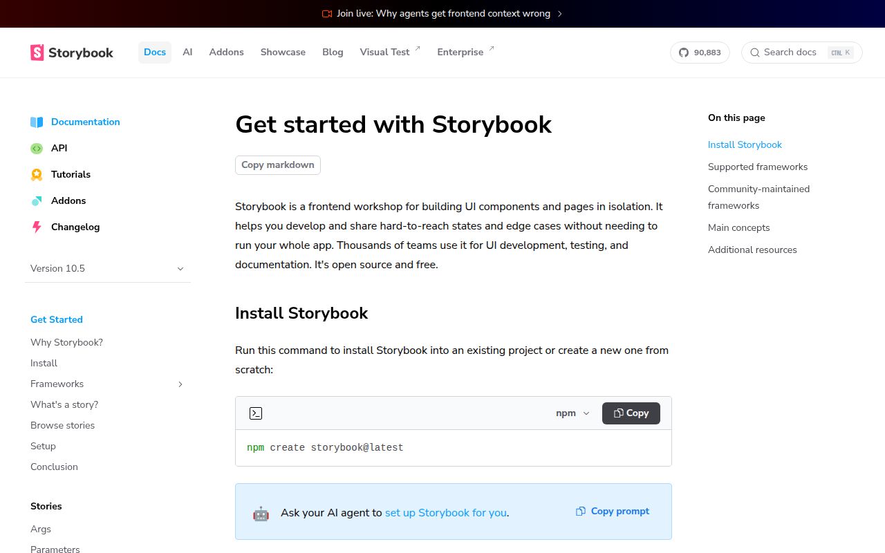 Screenshot of storybook documentation