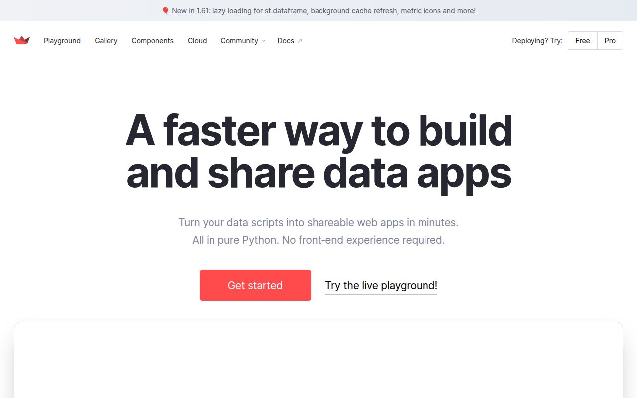 Screenshot of streamlit (streamlit.io)