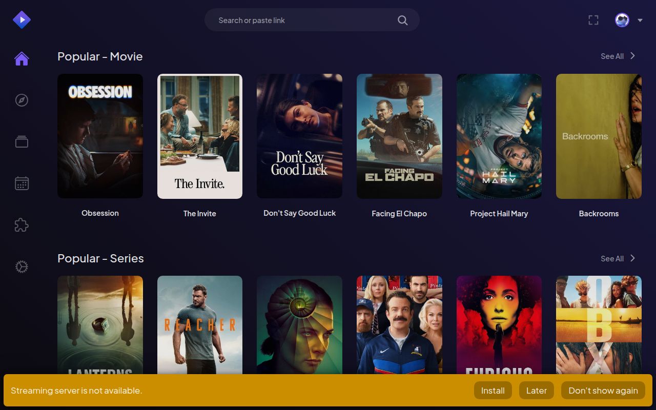 Screenshot of stremio-web (web.stremio.com)