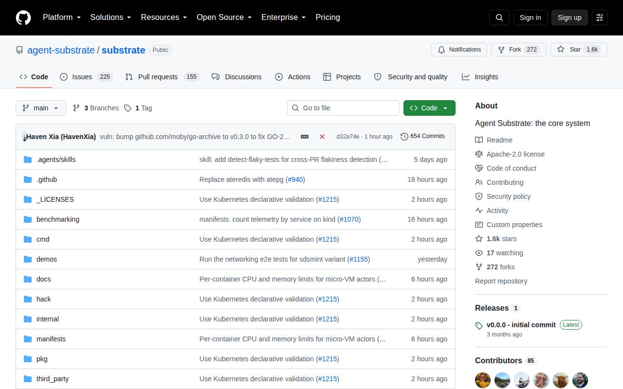 Screenshot of substrate (github.com/agent-substrate/substrate)