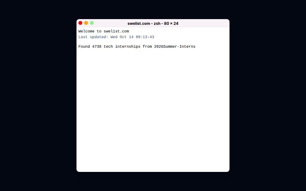 Screenshot of Summer2027-Internships (swelist.com)