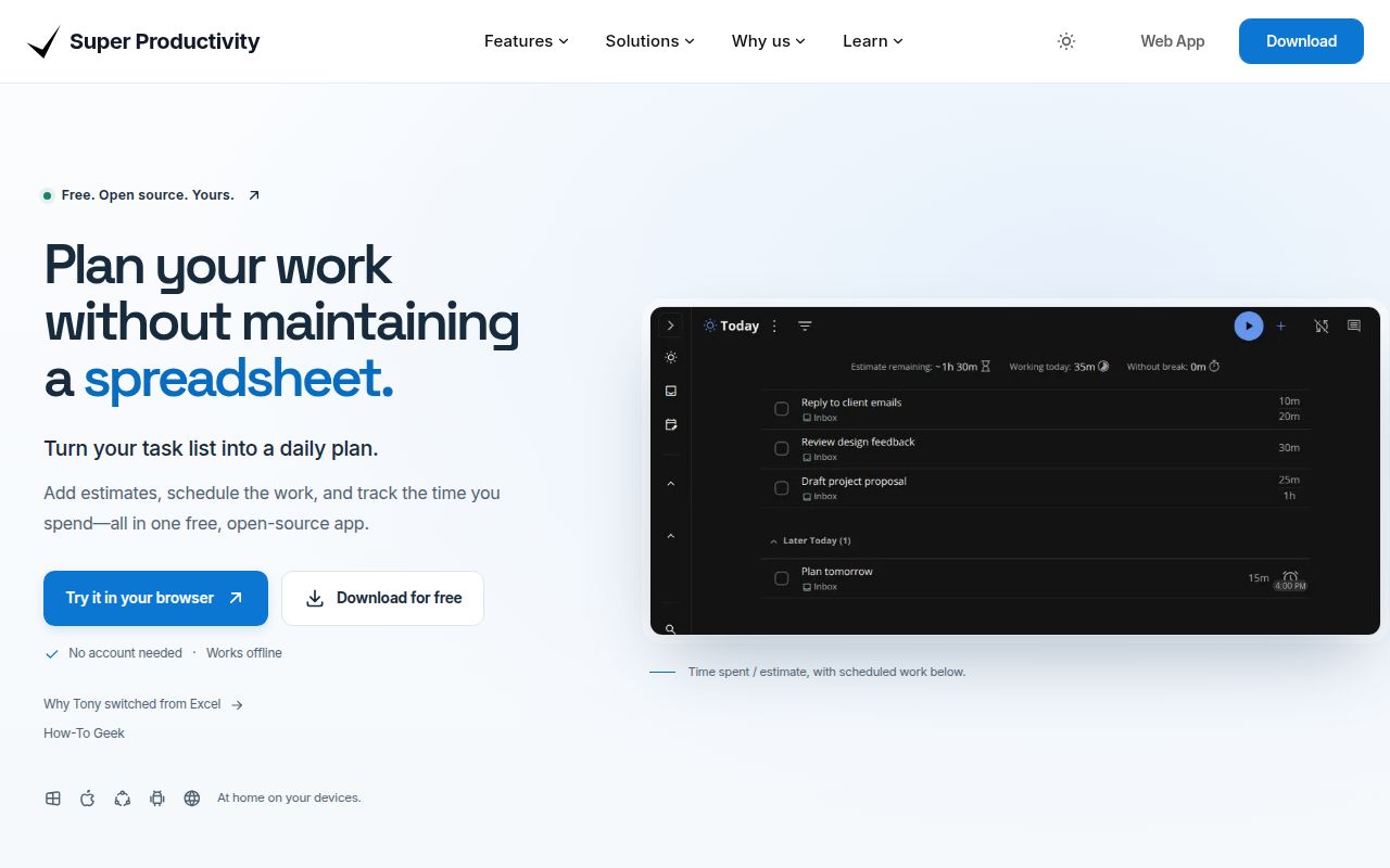 Screenshot of super-productivity (super-productivity.com?ref=github)