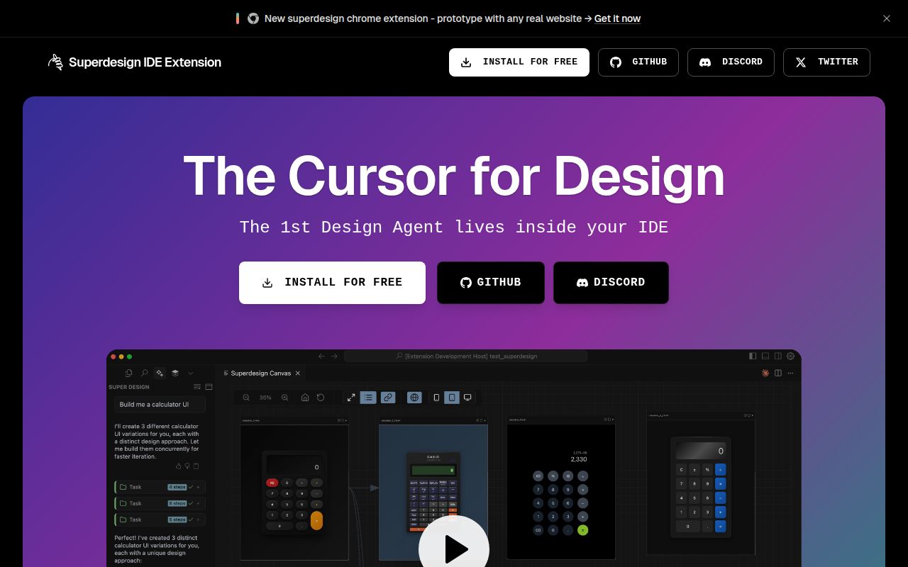 Screenshot of superdesign (superdesign.dev/ide-extension)