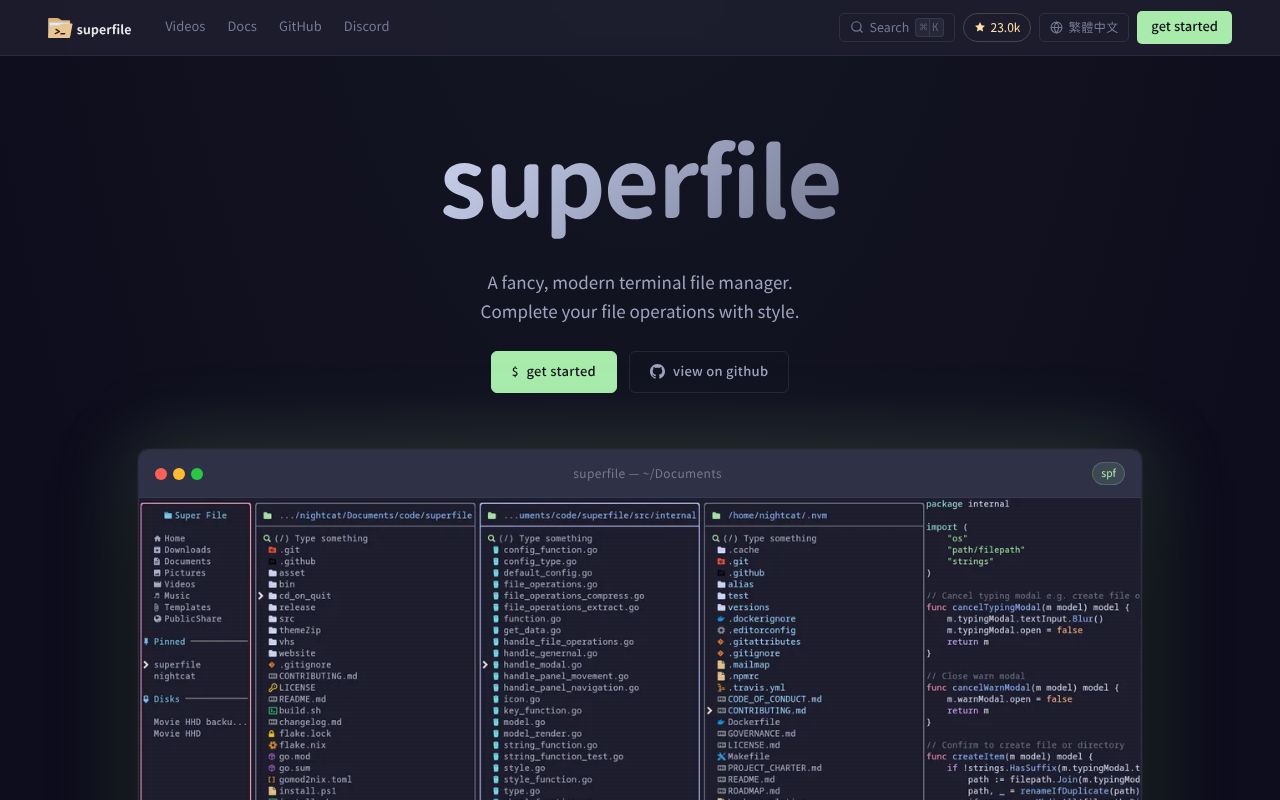Screenshot of superfile (superfile.dev)