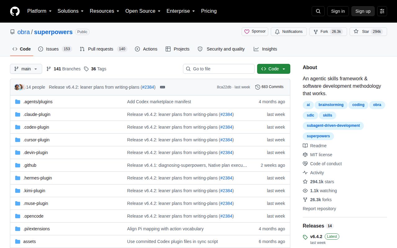 Screenshot of superpowers (github.com/obra/superpowers)