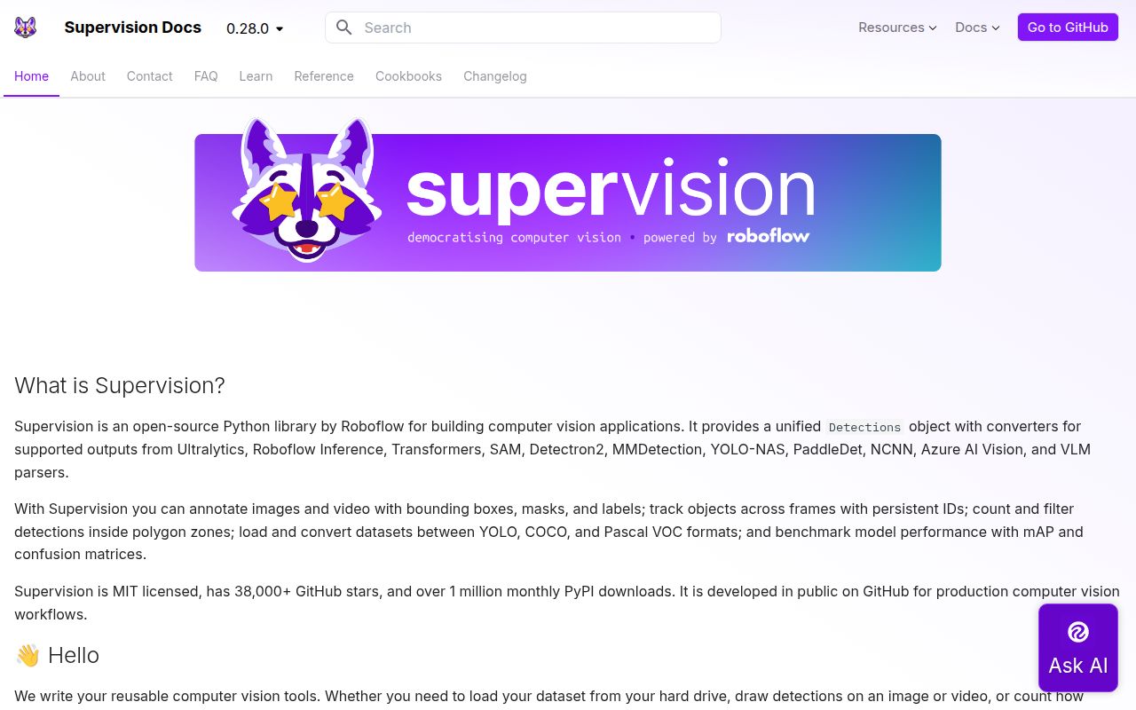 Screenshot of supervision (supervision.roboflow.com)