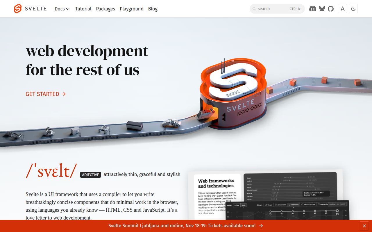 Screenshot of svelte documentation