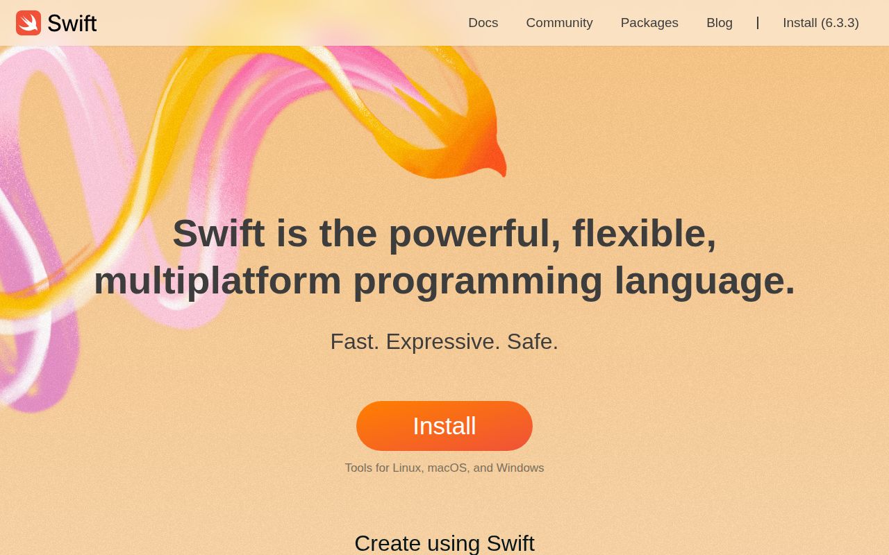 Screenshot of swift (swift.org)