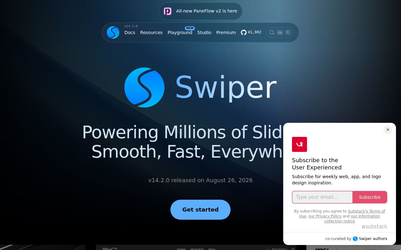 Screenshot of swiper (swiperjs.com)