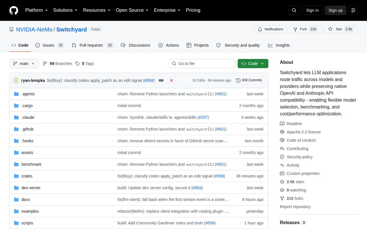 Screenshot of Switchyard (github.com/NVIDIA-NeMo/Switchyard)
