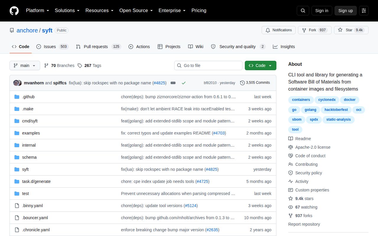 Screenshot of syft (github.com/anchore/syft)