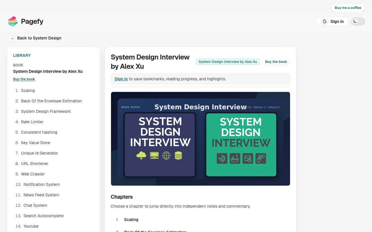 Screenshot of system-design-notes (pagefy-blush.vercel.app/system-design/system-design-interview-by-alex-xu)