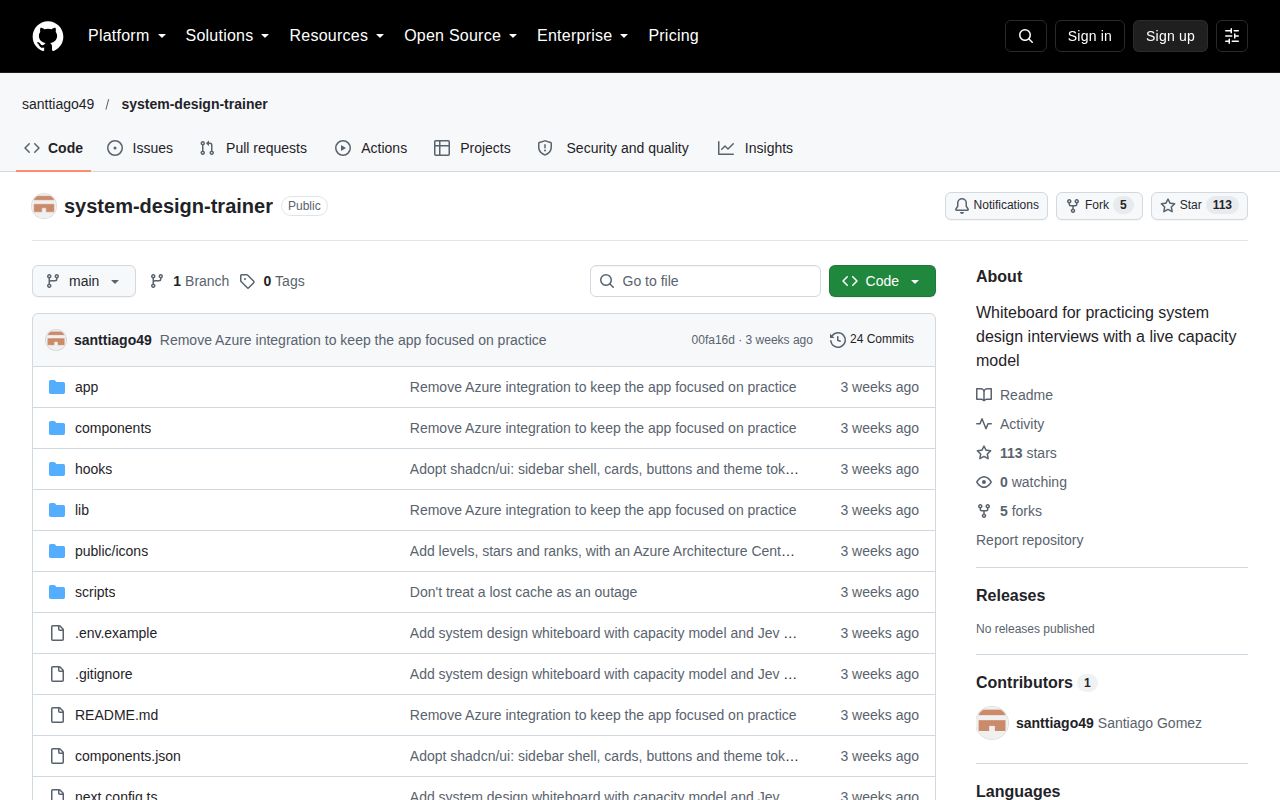 Screenshot of system-design-trainer (github.com/santtiago49/system-design-trainer)