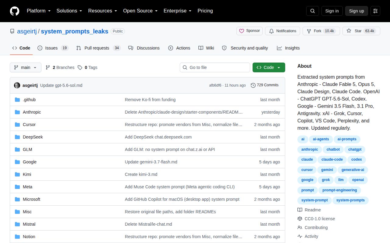 Screenshot of system_prompts_leaks (github.com/asgeirtj/system_prompts_leaks)