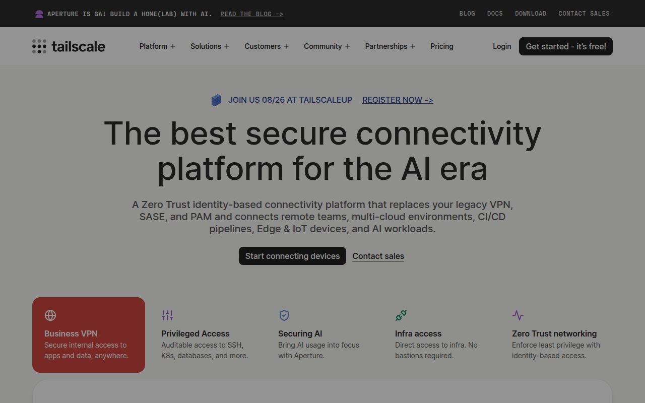 Screenshot of tailscale (tailscale.com)
