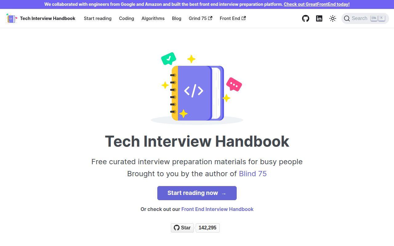 Screenshot of tech-interview-handbook (www.techinterviewhandbook.org)