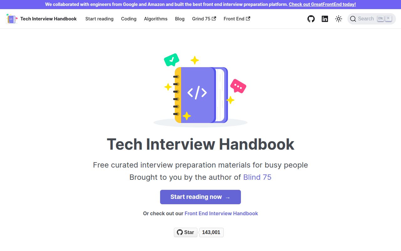 Screenshot of tech-interview-handbook (www.techinterviewhandbook.org)
