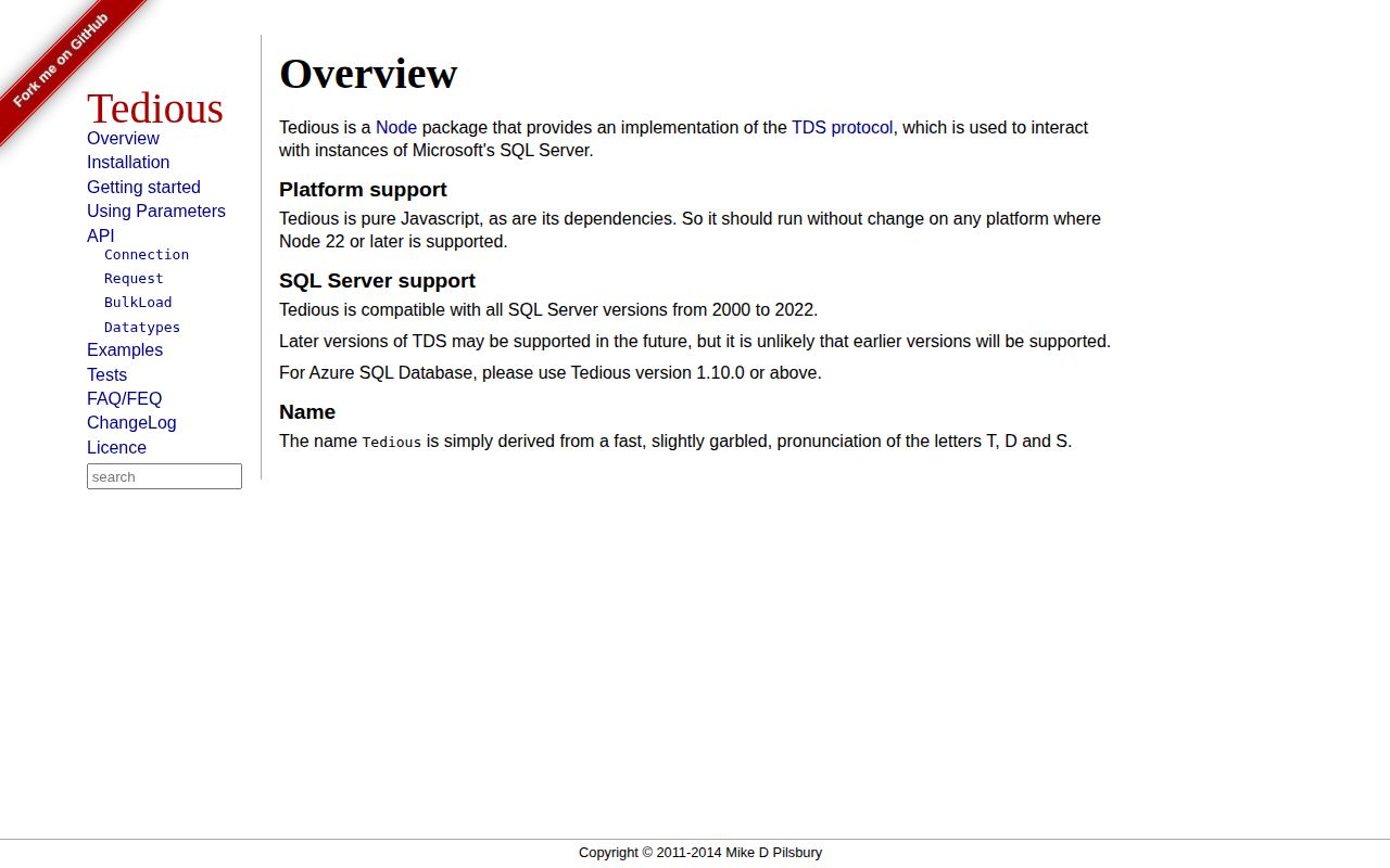 Screenshot of tedious documentation