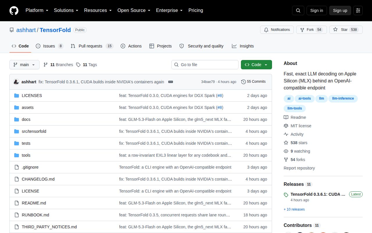Screenshot of TensorFold (github.com/ashhart/TensorFold)