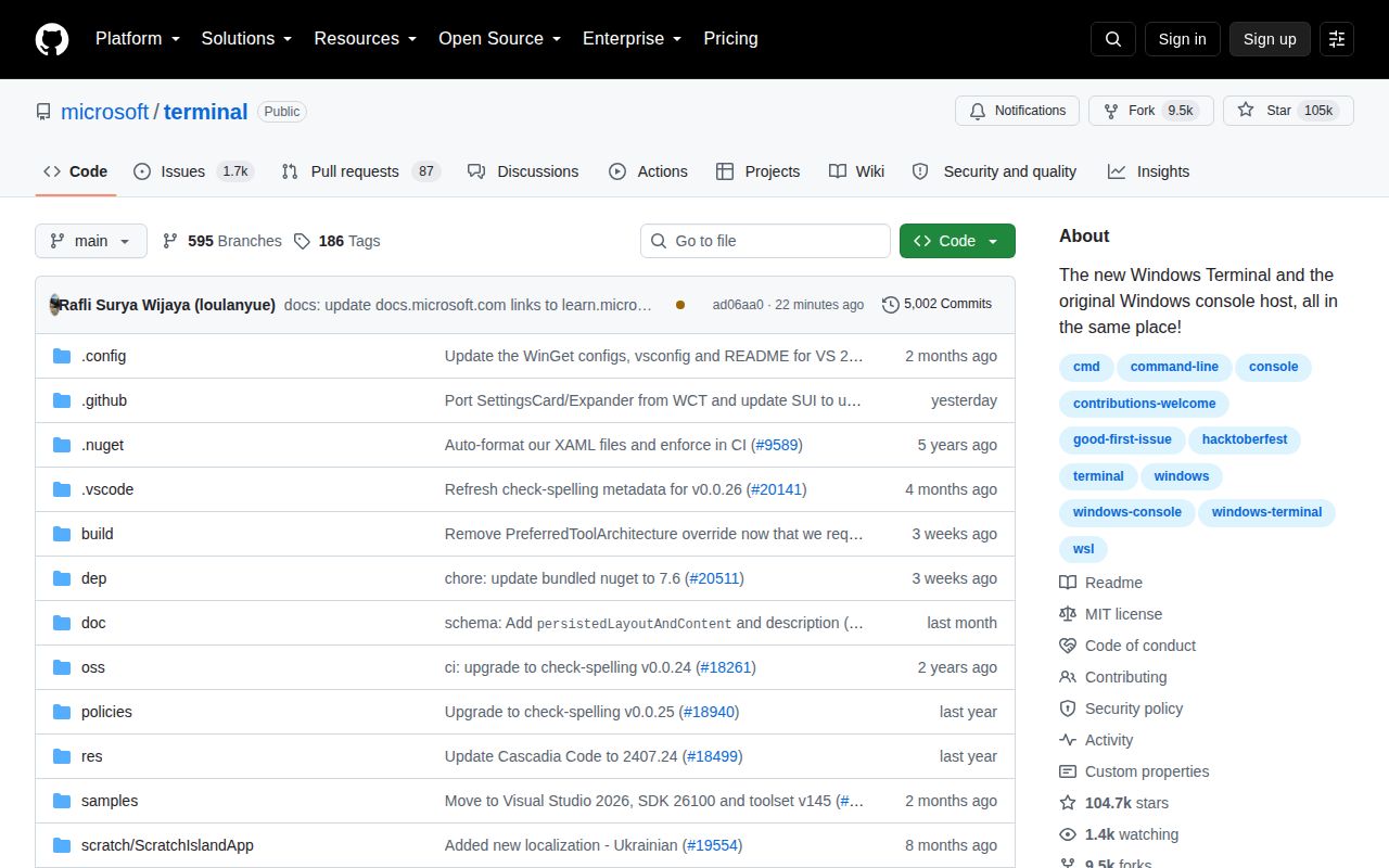 Screenshot of terminal (github.com/microsoft/terminal)