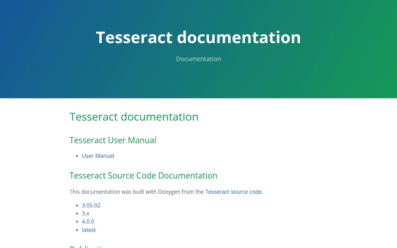 Screenshot of tesseract (tesseract-ocr.github.io)