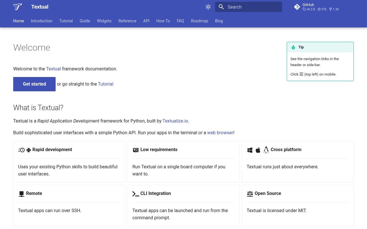 Screenshot of textual documentation