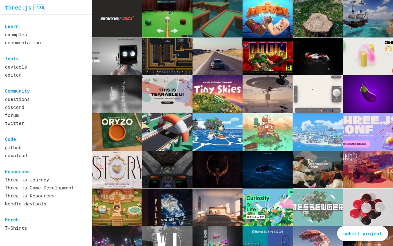Screenshot of three.js (threejs.org)