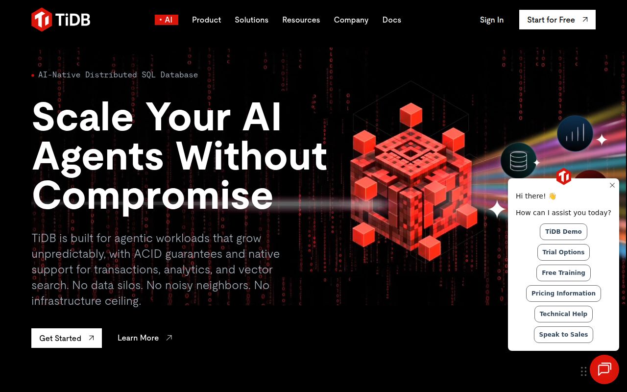 Screenshot of tidb (www.tidb.io)