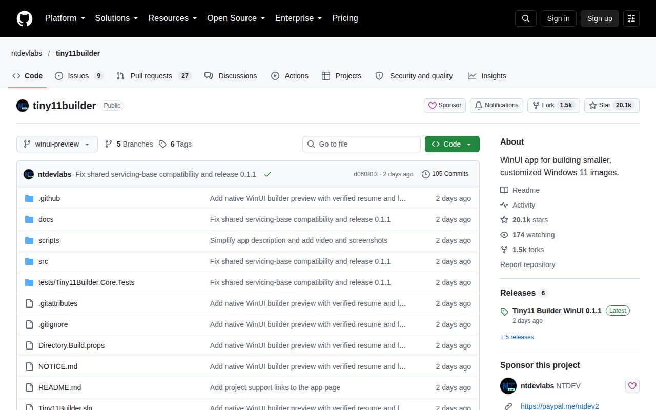 Screenshot of tiny11builder (github.com/ntdevlabs/tiny11builder)
