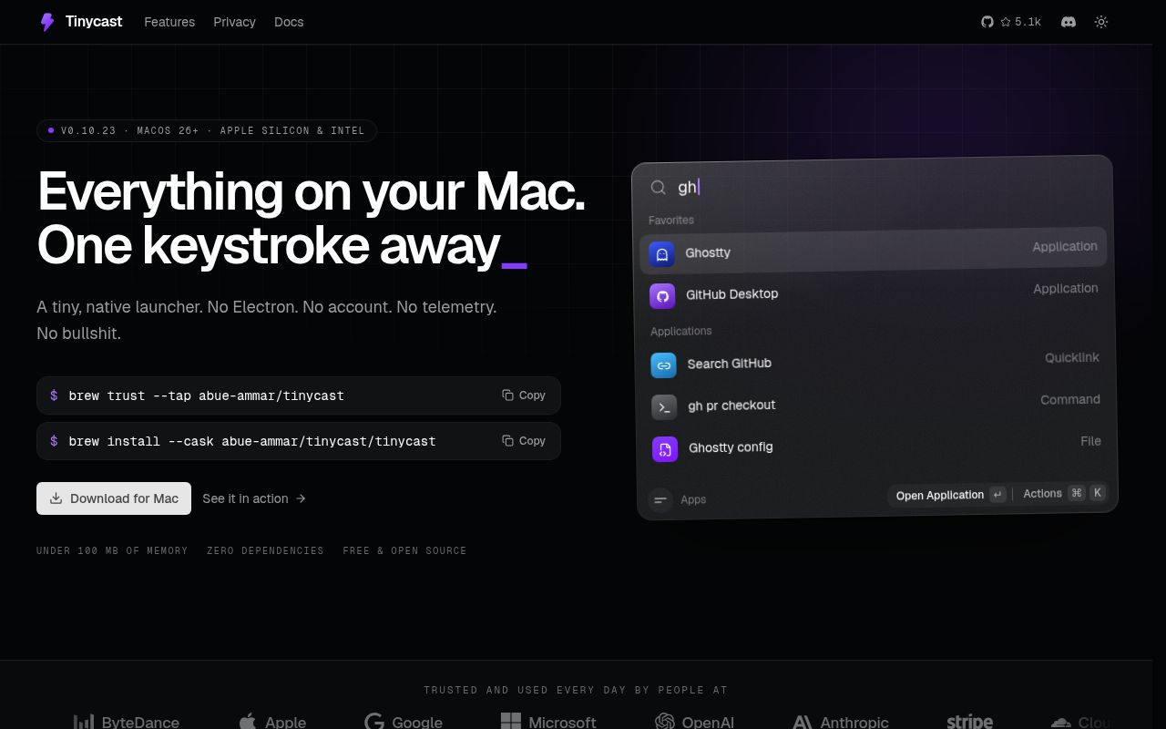 Screenshot of tinycast (abue-ammar.github.io/tinycast)