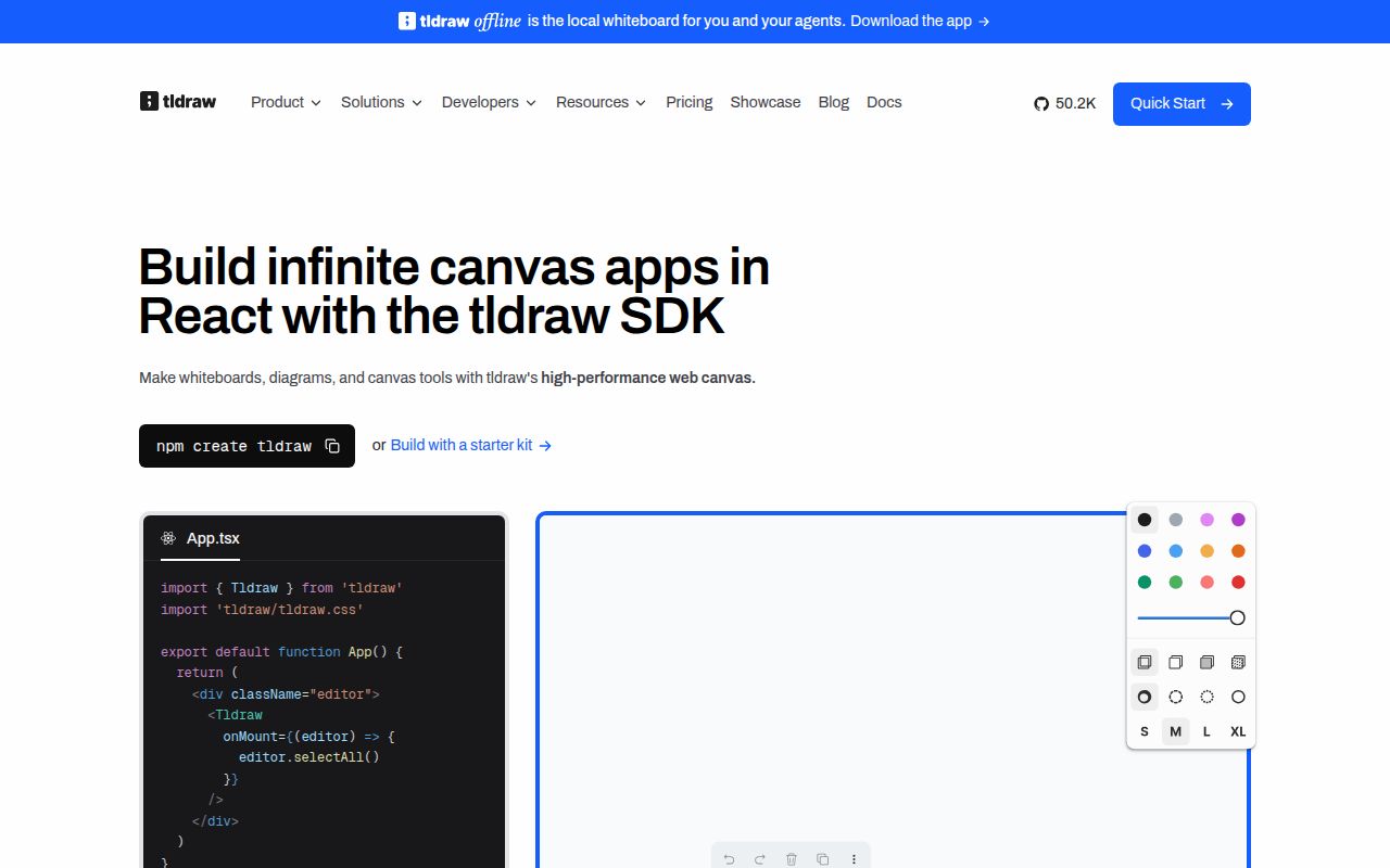 Screenshot of tldraw (tldraw.dev)