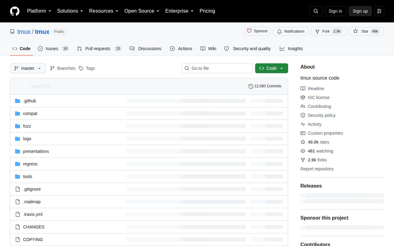 Screenshot of tmux (github.com/tmux/tmux)
