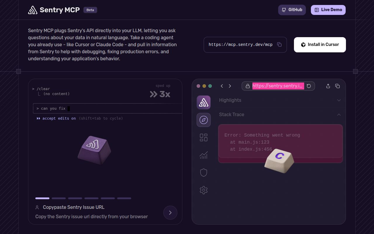 Screenshot of toolkit (mcp.sentry.dev)