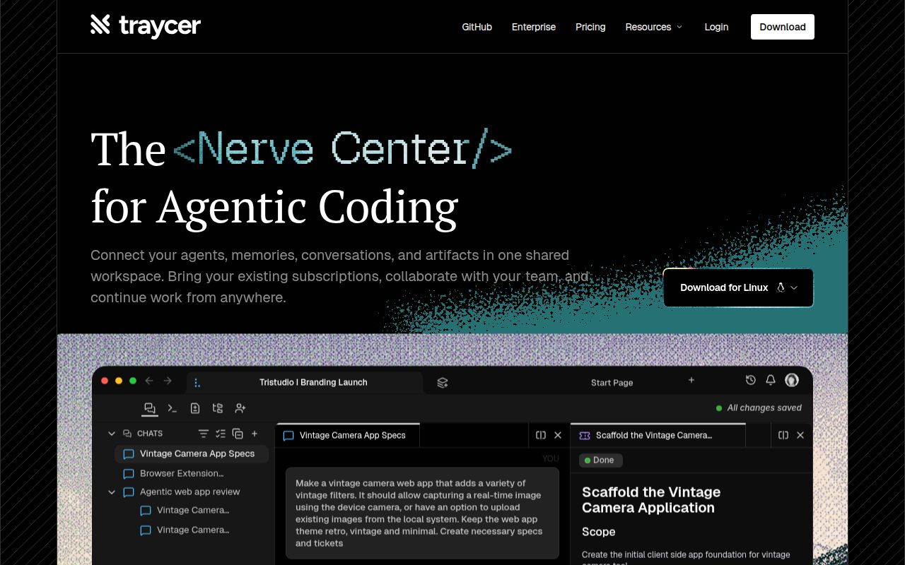Screenshot of traycer (traycer.ai)