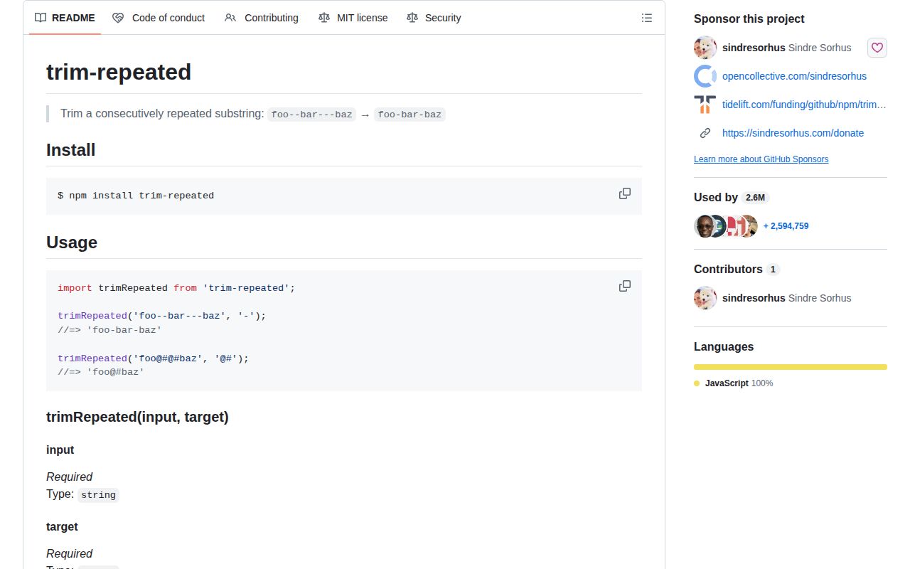 Screenshot of trim-repeated documentation