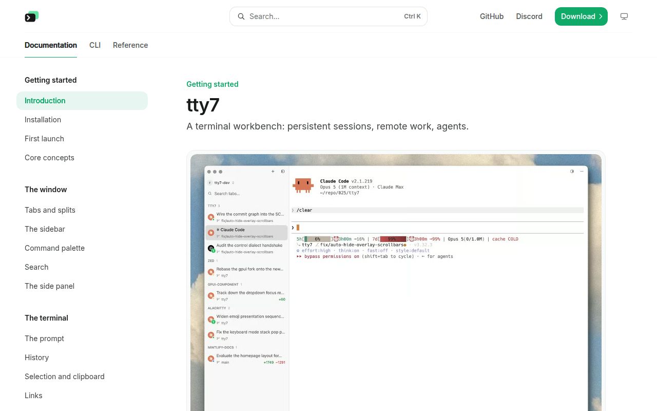 Screenshot of tty7 (tty7.io)