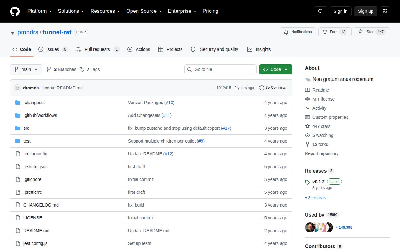 Screenshot of tunnel-rat documentation