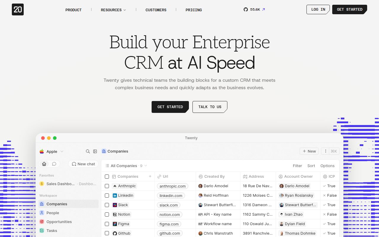 Screenshot of twenty (twenty.com)