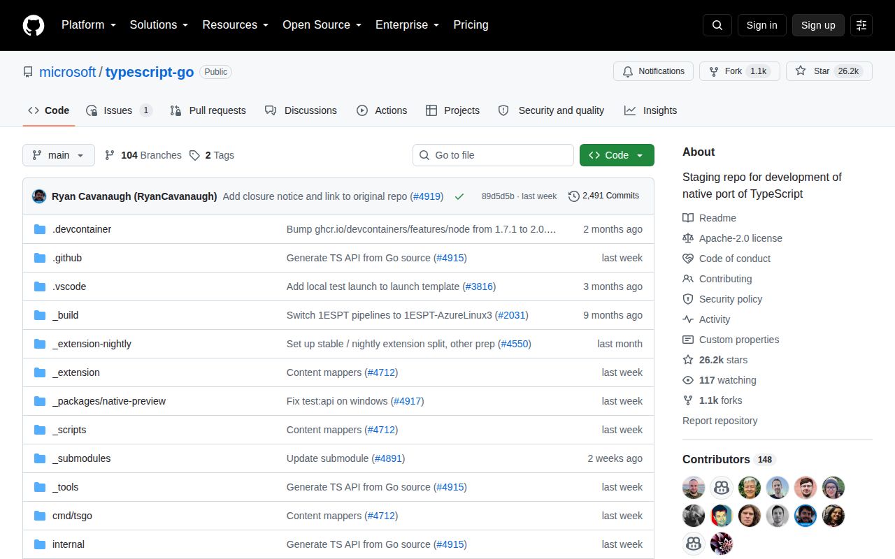 Screenshot of typescript-go (github.com/microsoft/typescript-go)