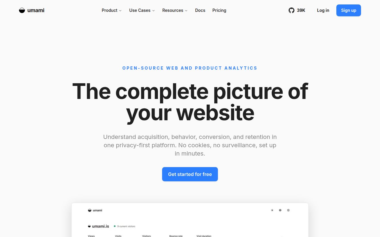 Screenshot of umami (umami.is)