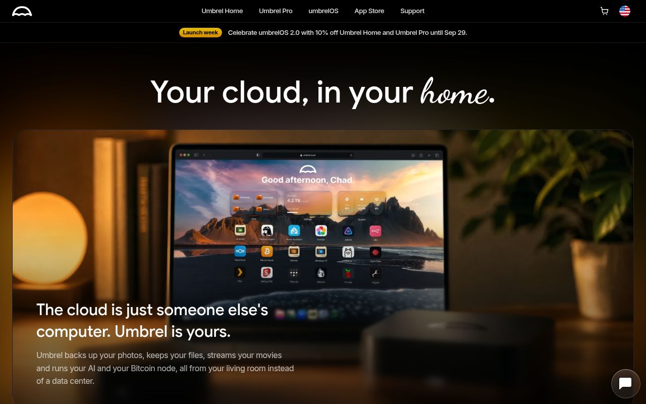Screenshot of umbrel (umbrel.com)